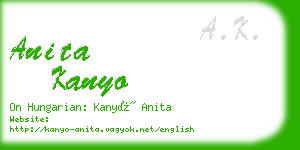 anita kanyo business card